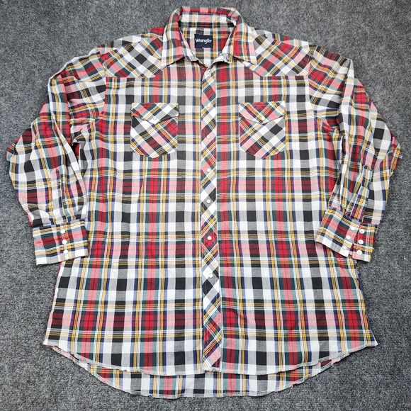 Wrangler Other - Wrangler Shirt Mens 2XL Multicolor Plaid Western Pearl Snap Cowboy Long Sleeve